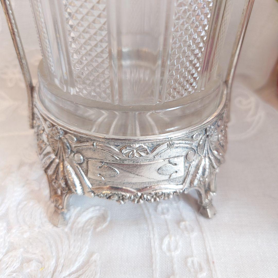 アンティーク　ピクルスジャー　ヴィンテージ　シルバートング付