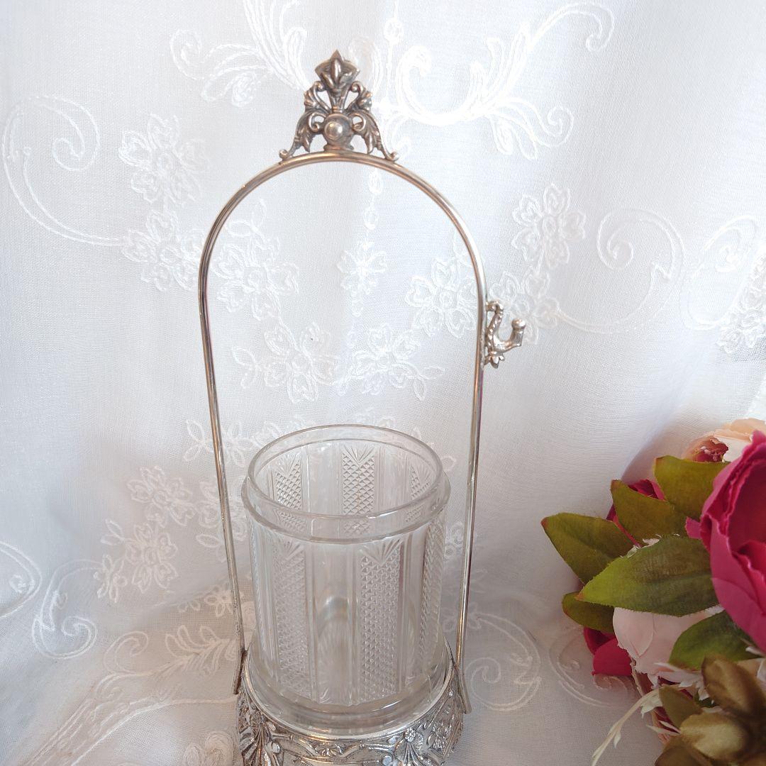 アンティーク　ピクルスジャー　ヴィンテージ　シルバートング付