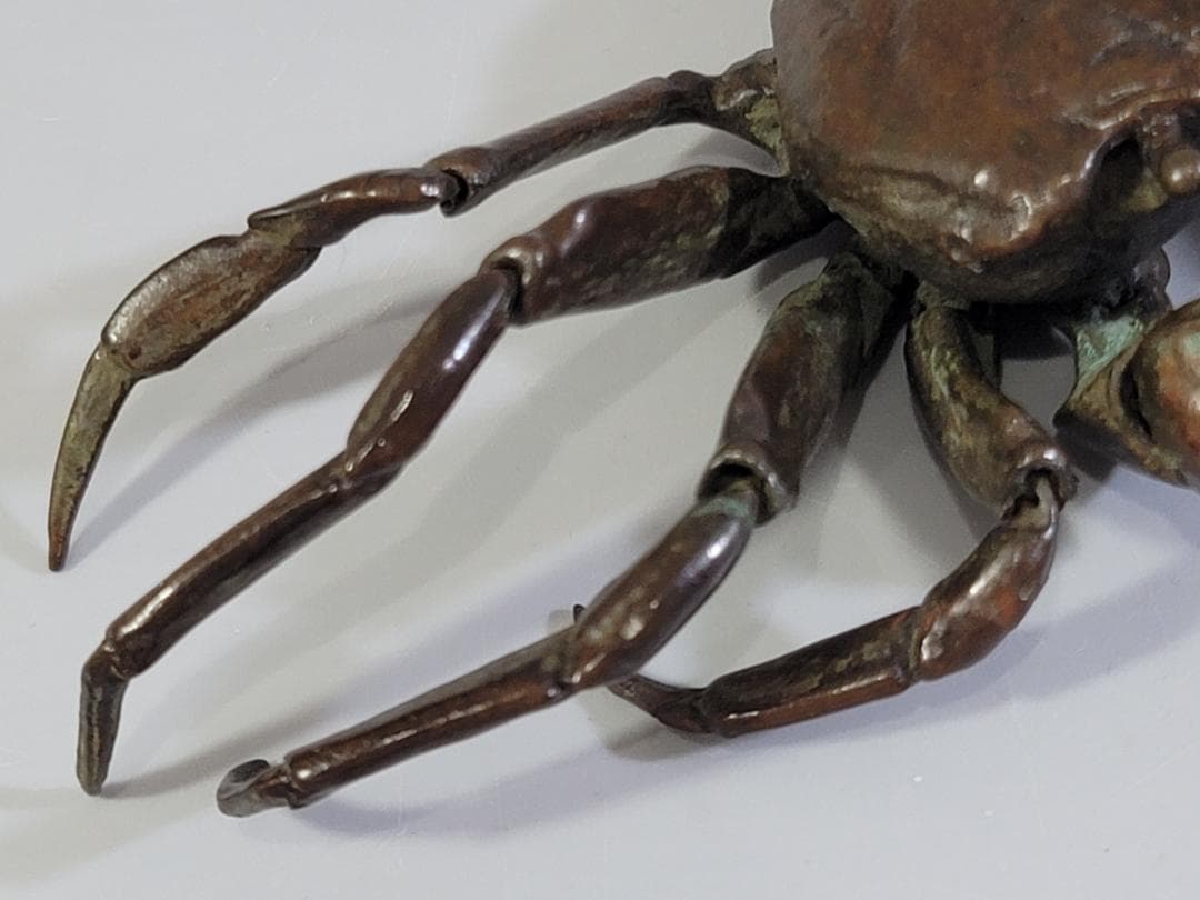 古銅 蟹 自在 盆石飾り 在銘 置物 DT613