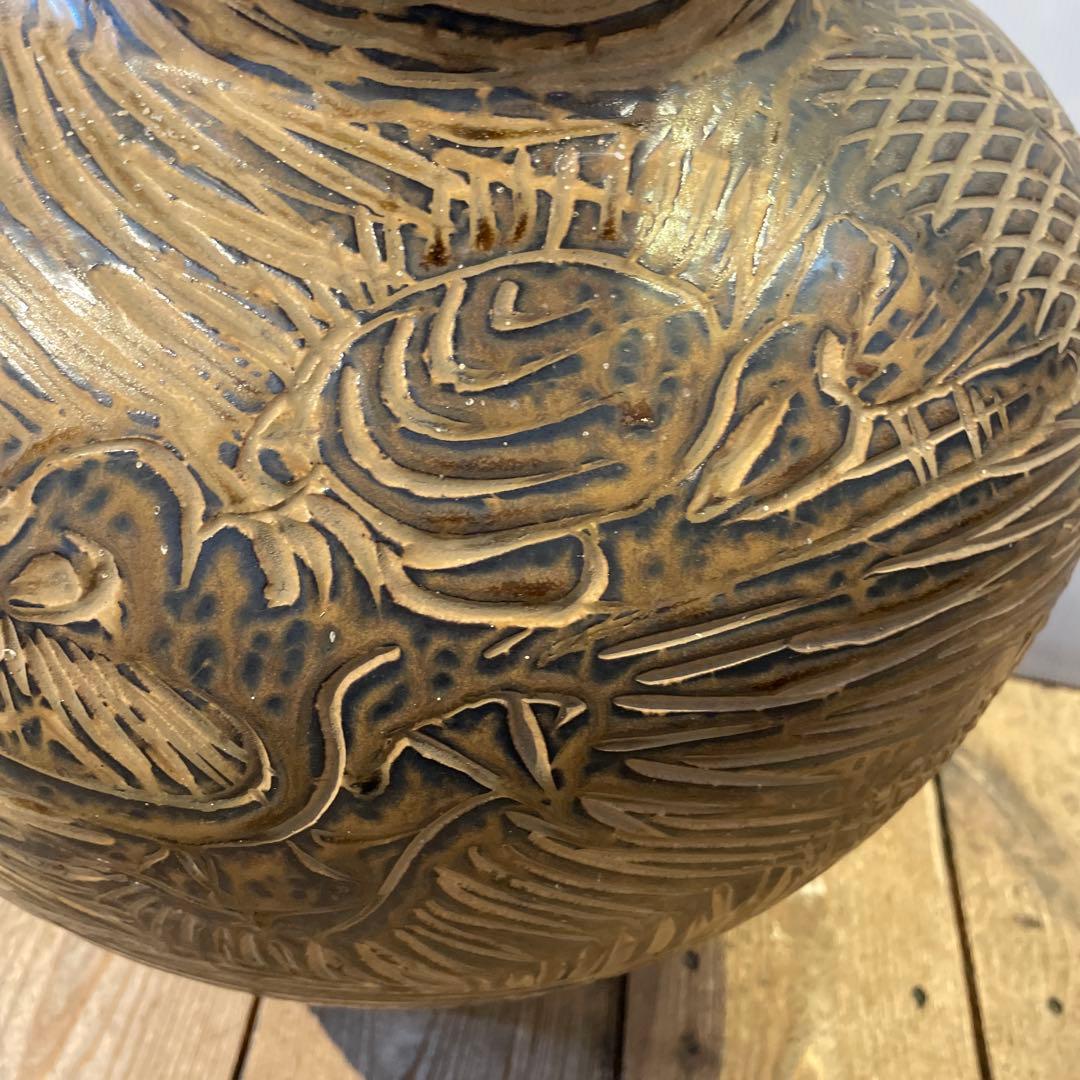 志がらき焼　飾り壺・双耳壺・花器・インテリア・大きいサイズ