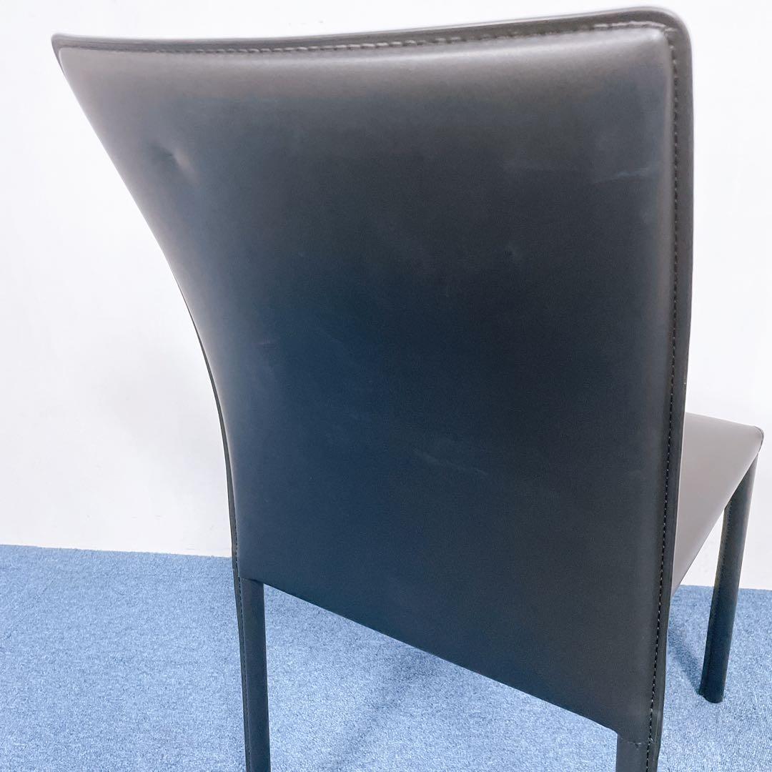 【未使用送料込】あずま工芸 レザーダイニングチェア 黒 2脚セット③