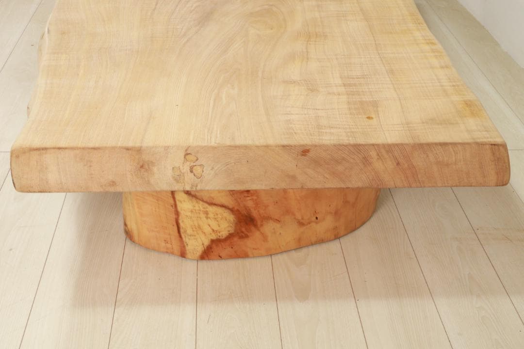 店頭展示品　１枚板　欅製　無垢材　和モダン　ローテーブル 天厚9㎝ BJ141