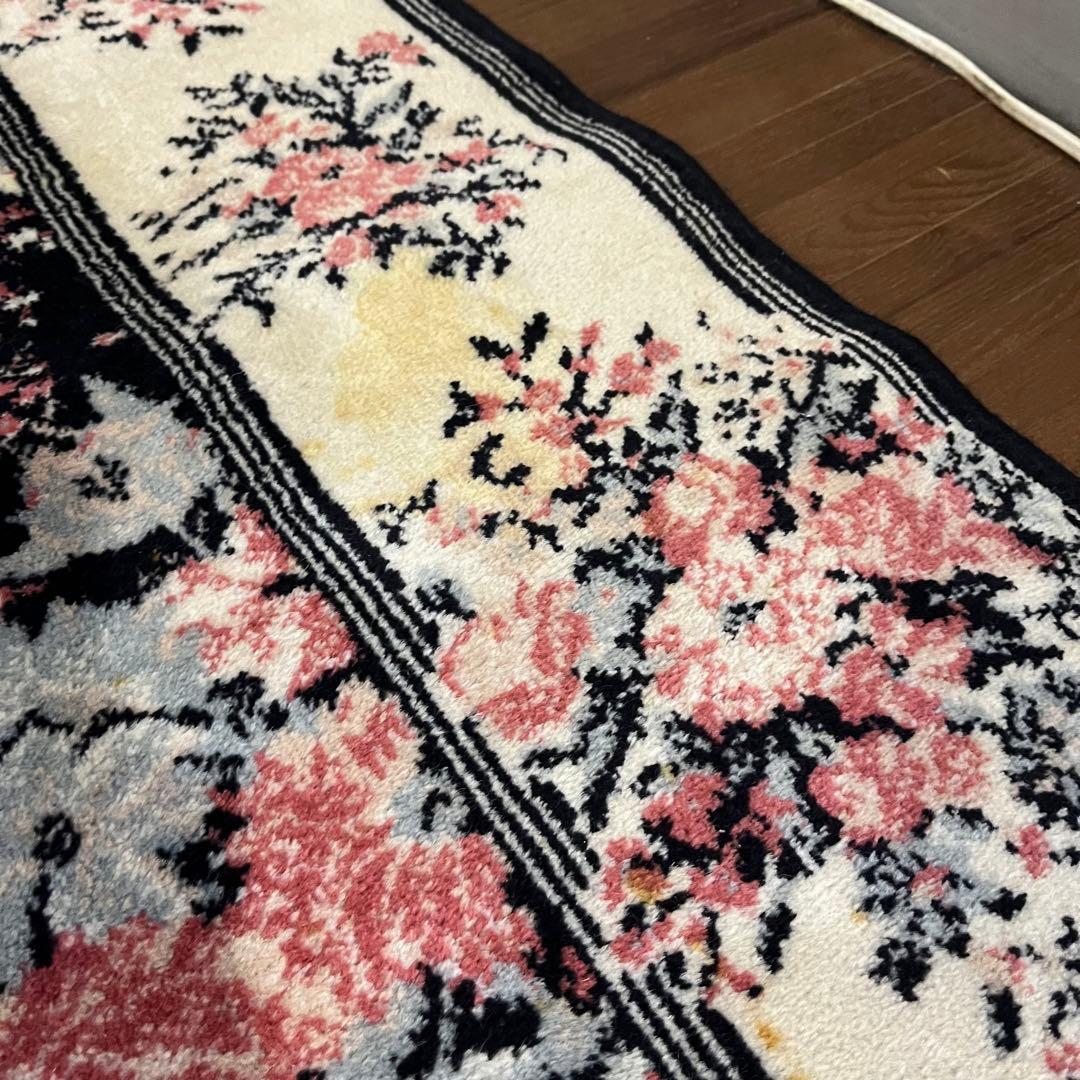 【アンティーク】昭和レトロ 花柄 絨毯 カーペット ラグマット 古道具 古民家