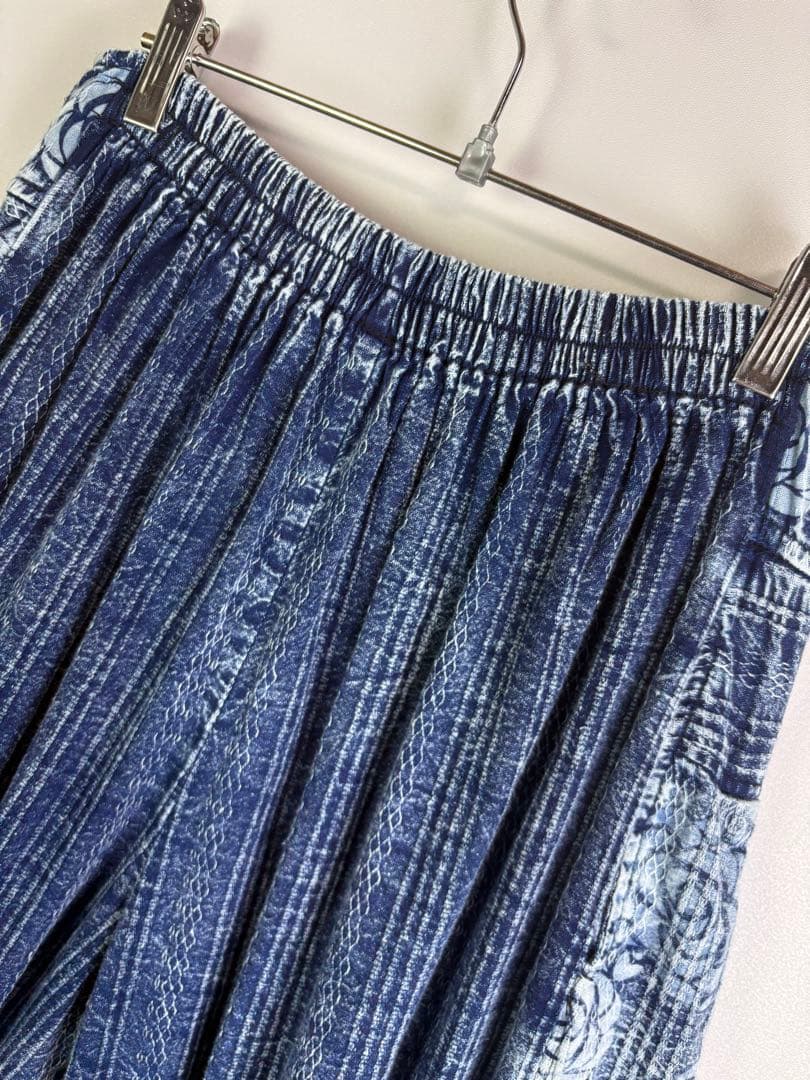 【新品】藍染　ストーンウォッシュ　タイパンツ　バルーン　男女兼用　薔薇柄　G67