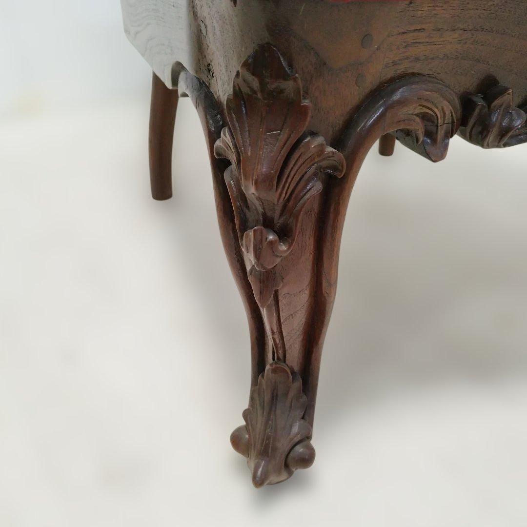 【引取り歓迎】アンティーク調 ベルベット椅子 アームチェア ロココ調家具