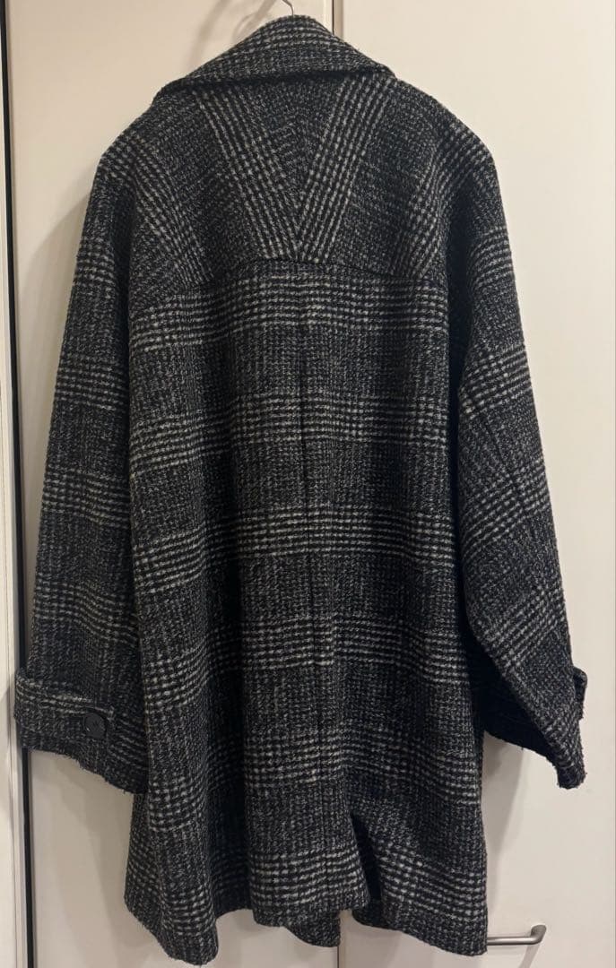 Spick & Span Wスライバーチェックハーフコート　38 ブラック