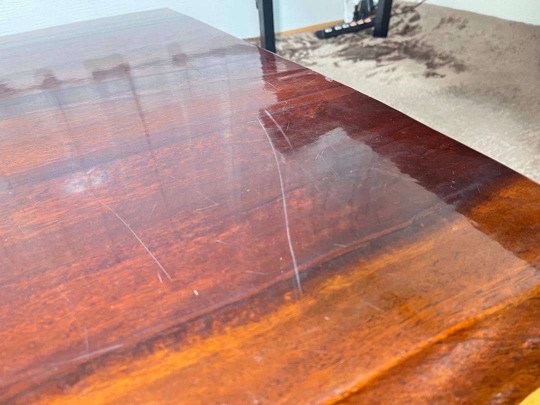 【送料無料】天然木 一枚板ローテーブル 木製座卓 約85×150cm 光沢仕様