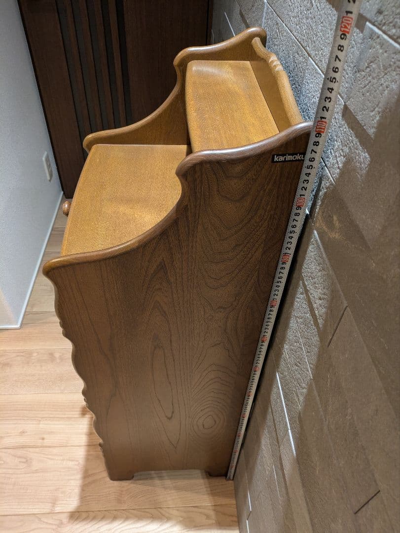 【karimoku】カリモク ガラス扉3段キャビネット 飾り棚 木製