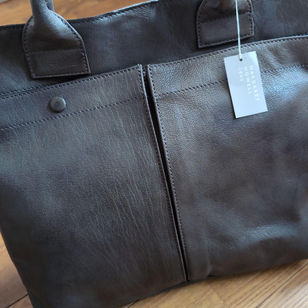 新品未使用マーガレットハウエル　レザートートバッグ　ダークグレータグ付