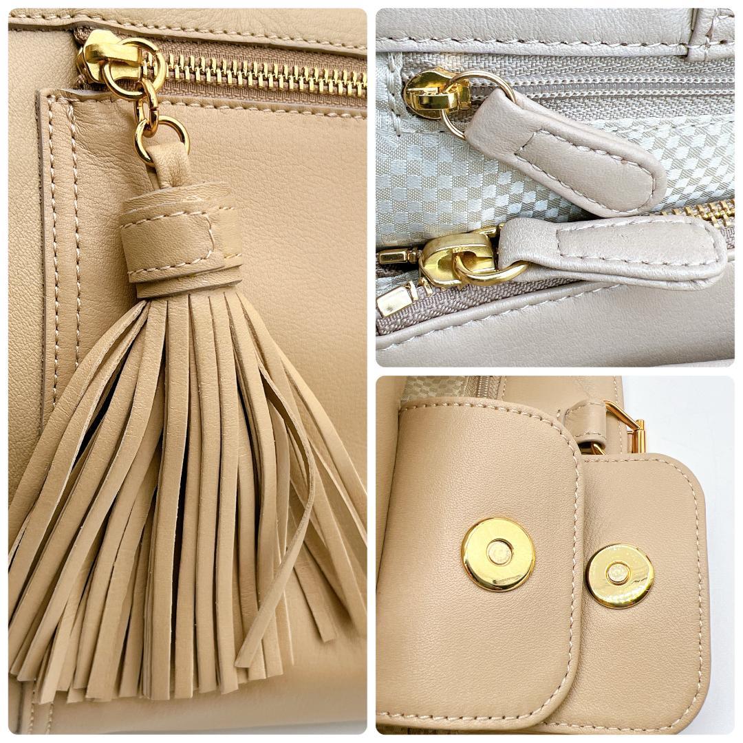 極美品WAKO ゴールドハンドル ハンドバッグ タッセル レザー f557