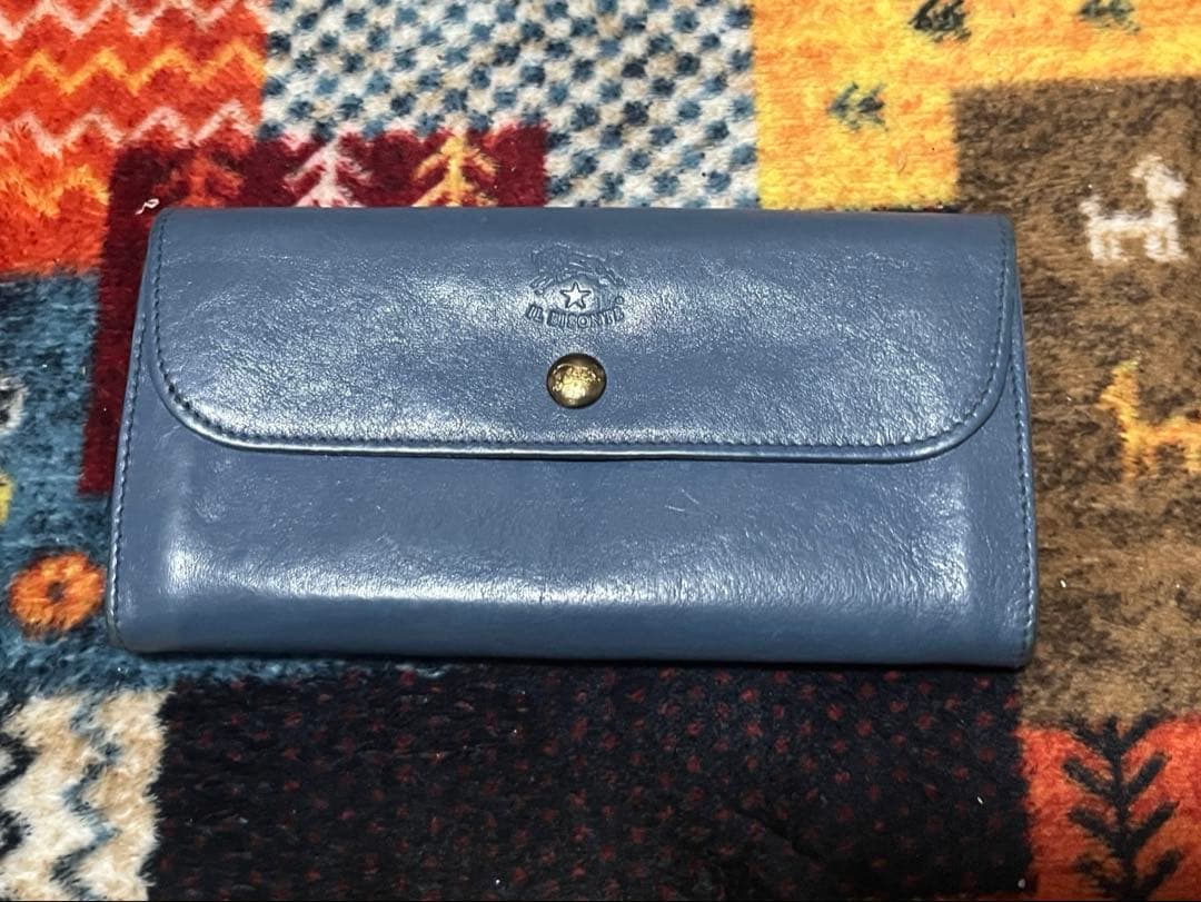 Lemon イルビゾンテ 長財布 ブルー系 ネイビー系 ロゴ型押し 収納多