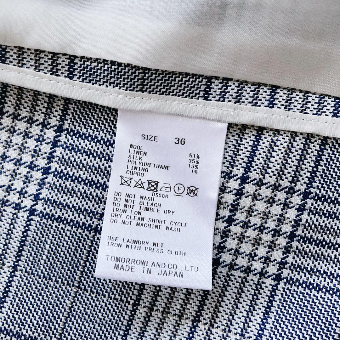極美品　トゥモローランド　ブルーウィンドウペーン ダブルブレストジャケット