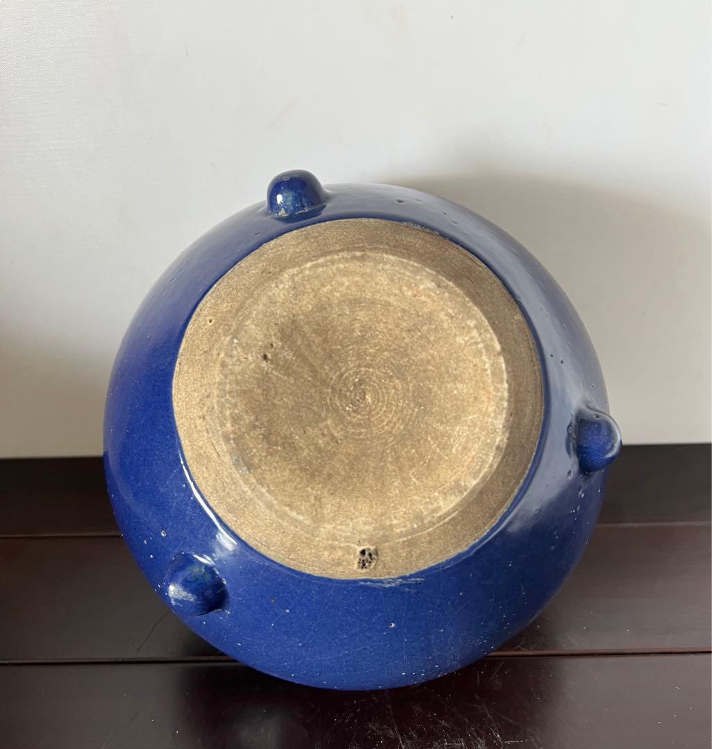 中国古美術•文房具•清時代蓝釉香炉：XG44-1