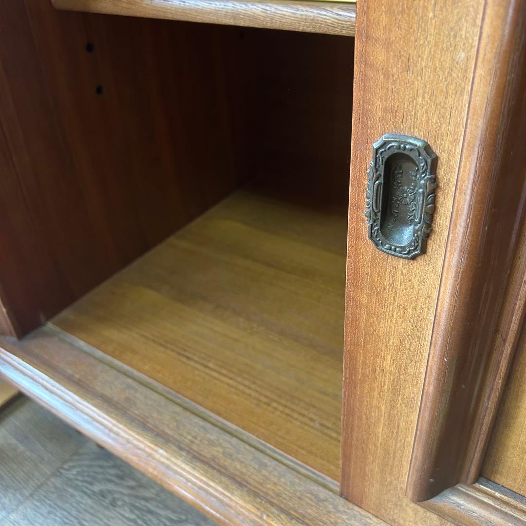 木製食器棚 ガラス扉付き 引き出し付き