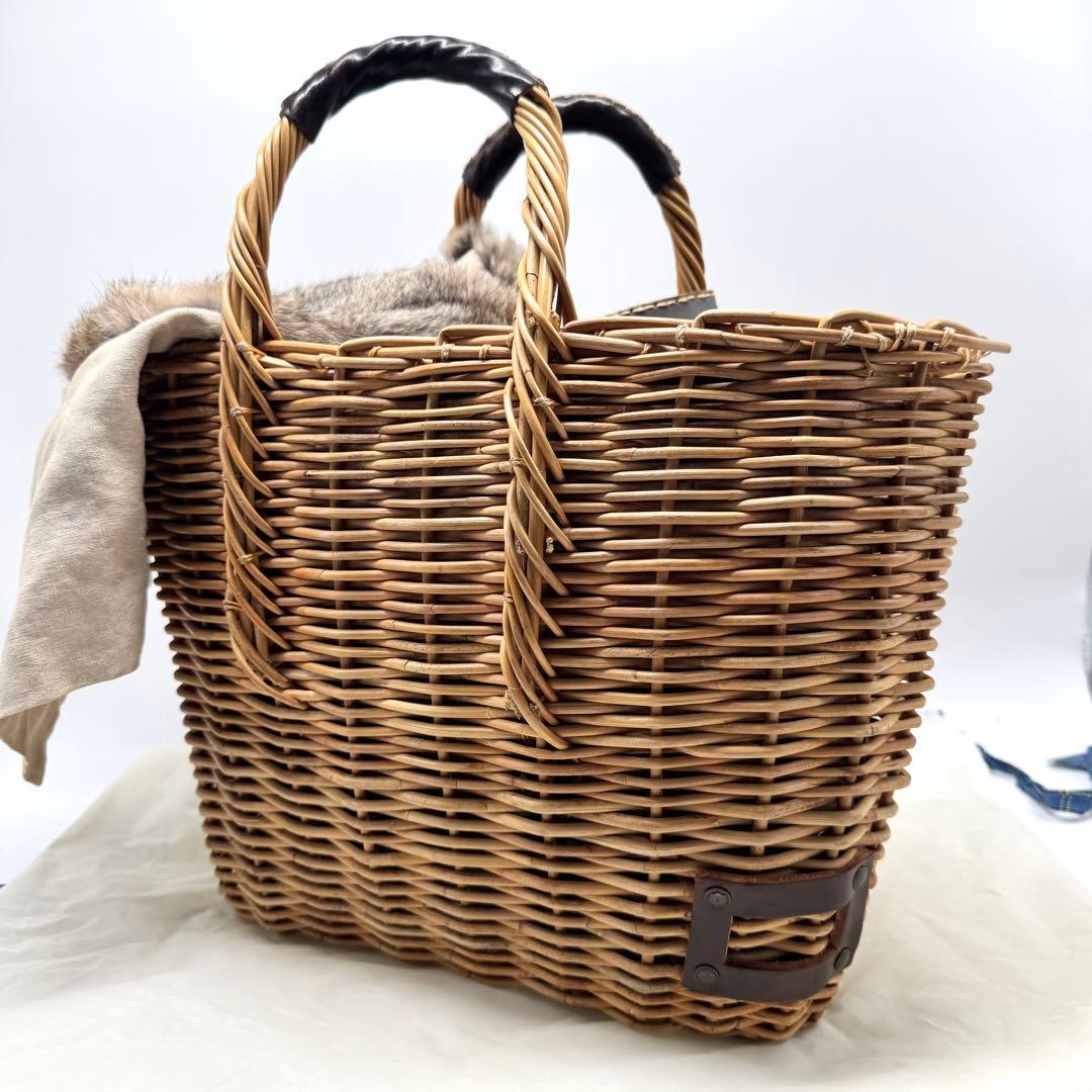 【美品✨】ebagos エバゴス　マルシェ　かごバッグ　ラビットファー