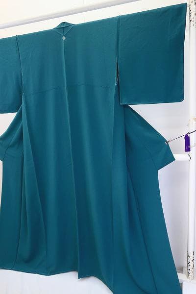 ★専用★未使用品 色無地 納戸色 縮緬地 縫い一つ紋 163cm 裄丈68cm