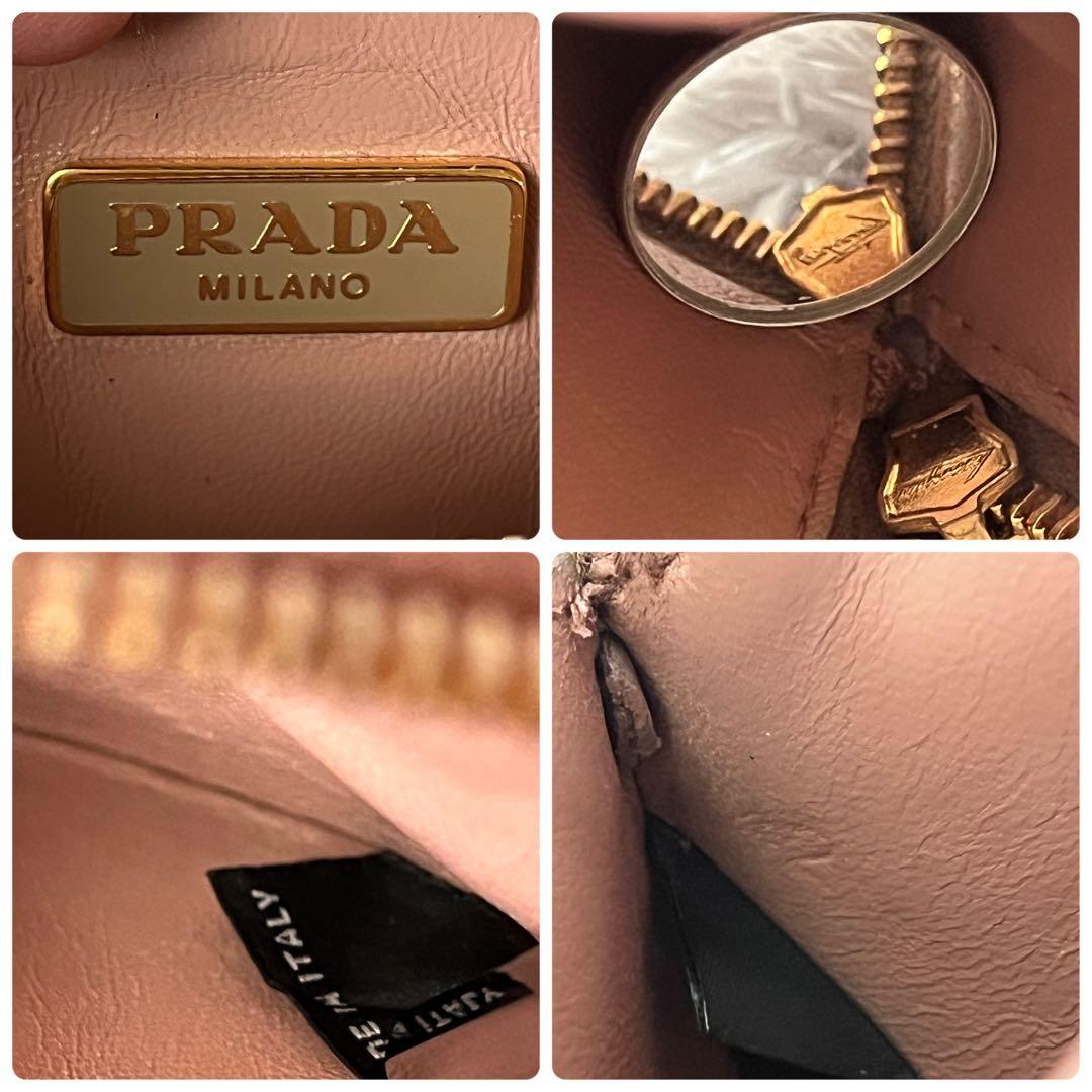 良品✨PRADA ラウンドケース　サフィアーノ　ストラップ付き　メタルロゴ