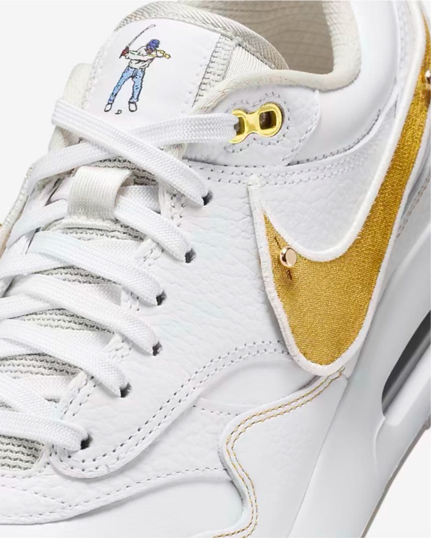 Nike Air Max 1 ホワイト/ゴールド 27cm 交換用スウッシュ付き