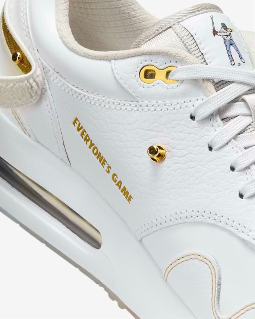 Nike Air Max 1 ホワイト/ゴールド 27cm 交換用スウッシュ付き