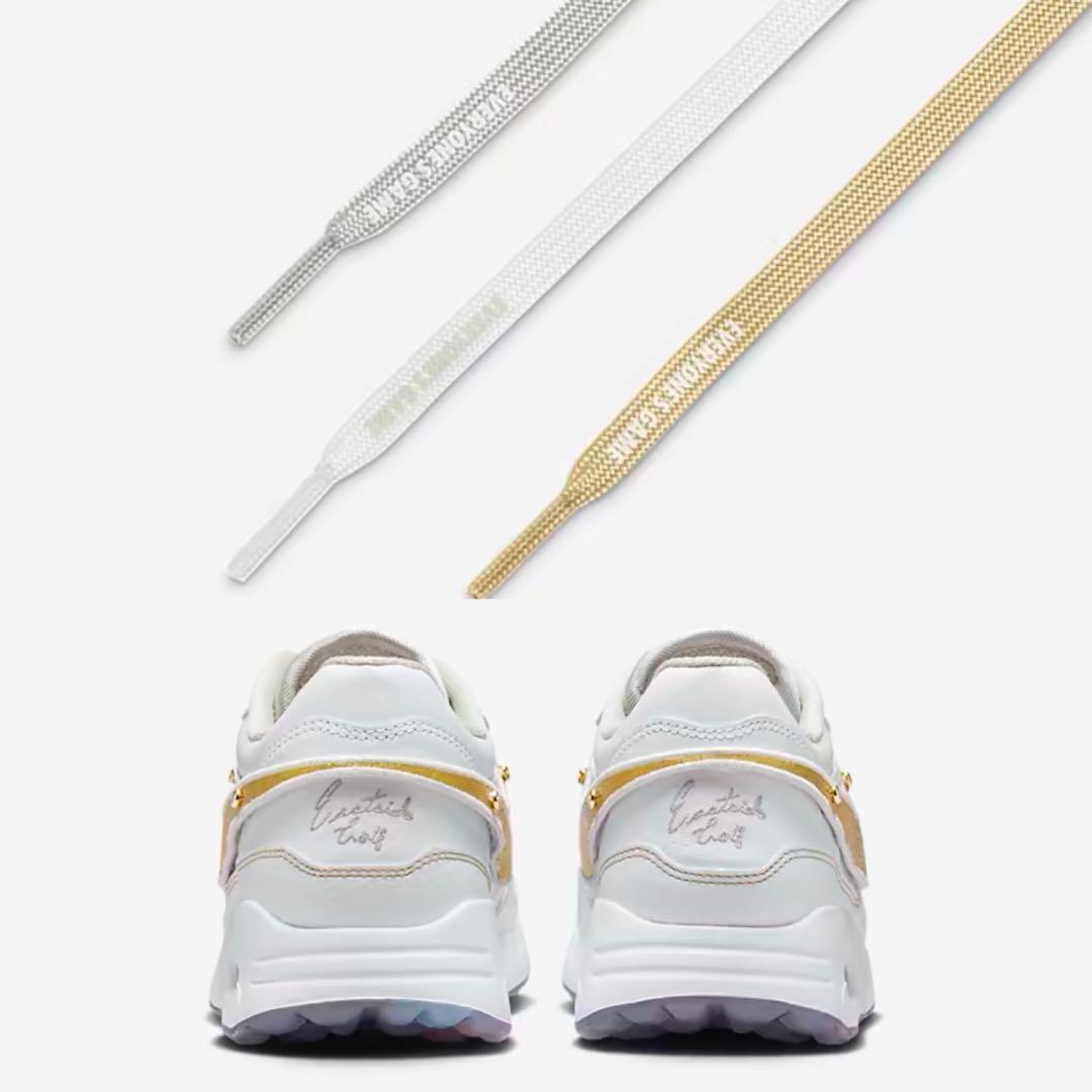 Nike Air Max 1 ホワイト/ゴールド 27cm 交換用スウッシュ付き