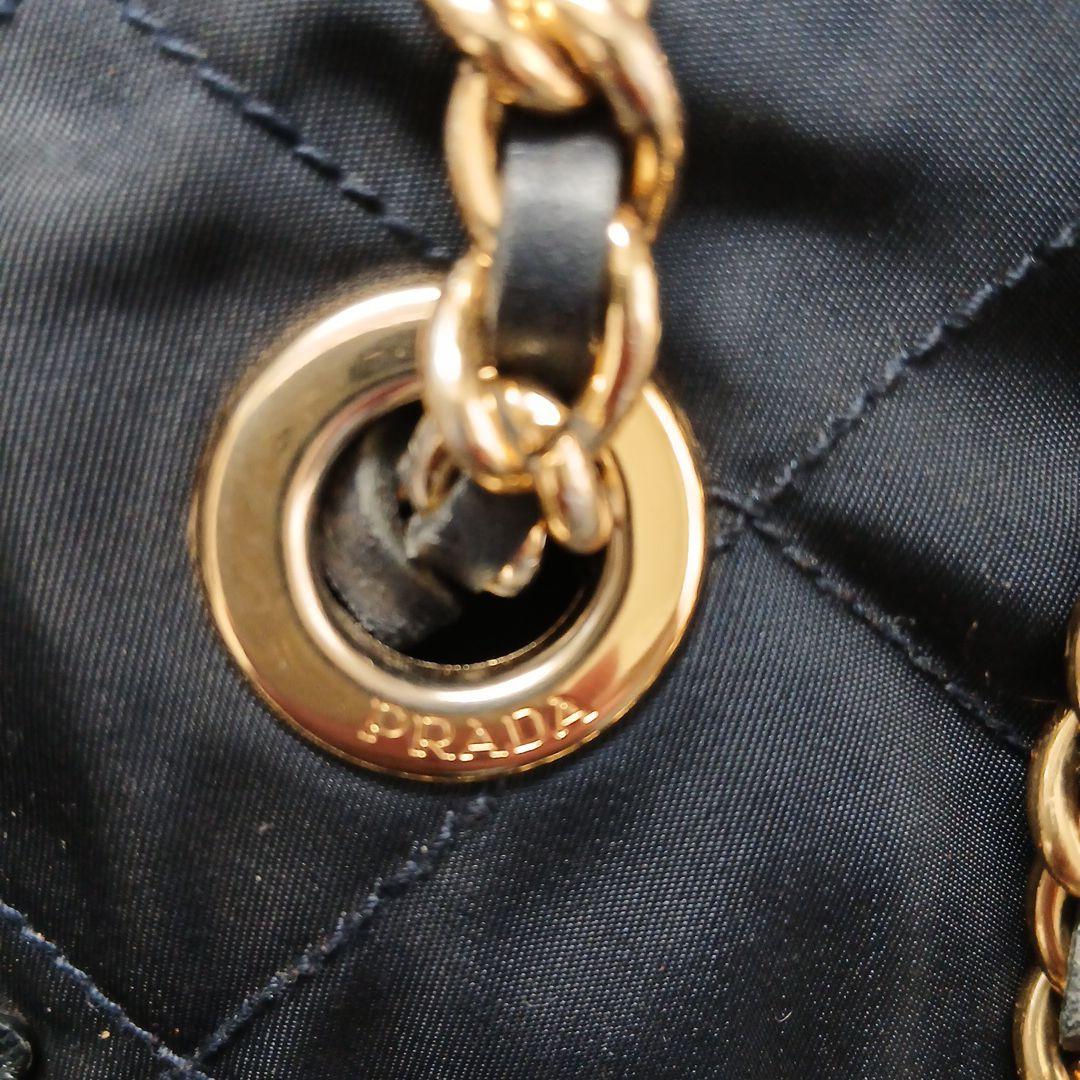 PRADA ネイビー キルティング ショルダーバッグ