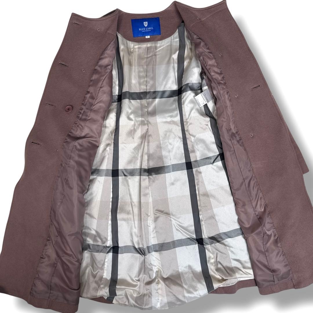 ブルーレーベル プリンセスライン メガチェック ウールメルトン ロングコート