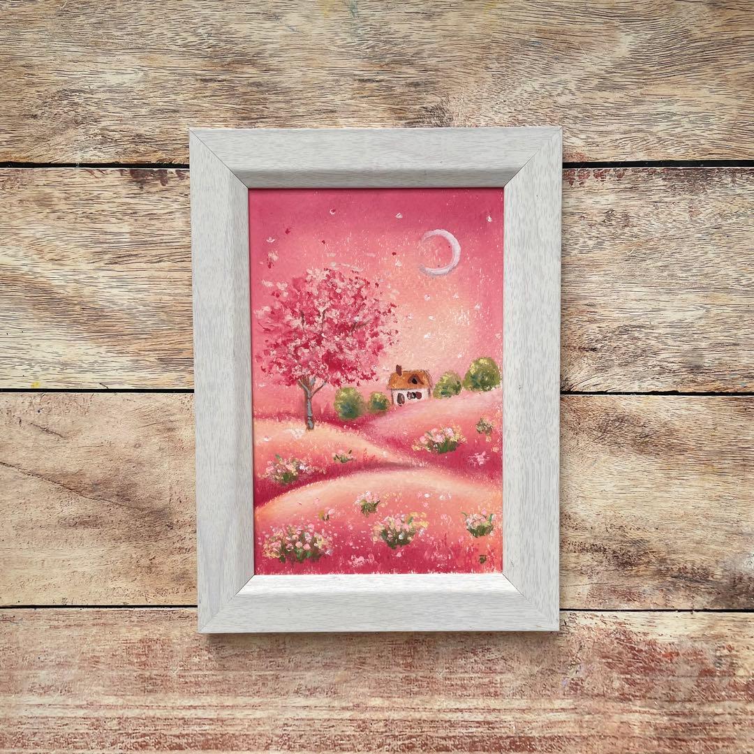 オイルパステル画　アクリル画　風景画　ご予約品　5点