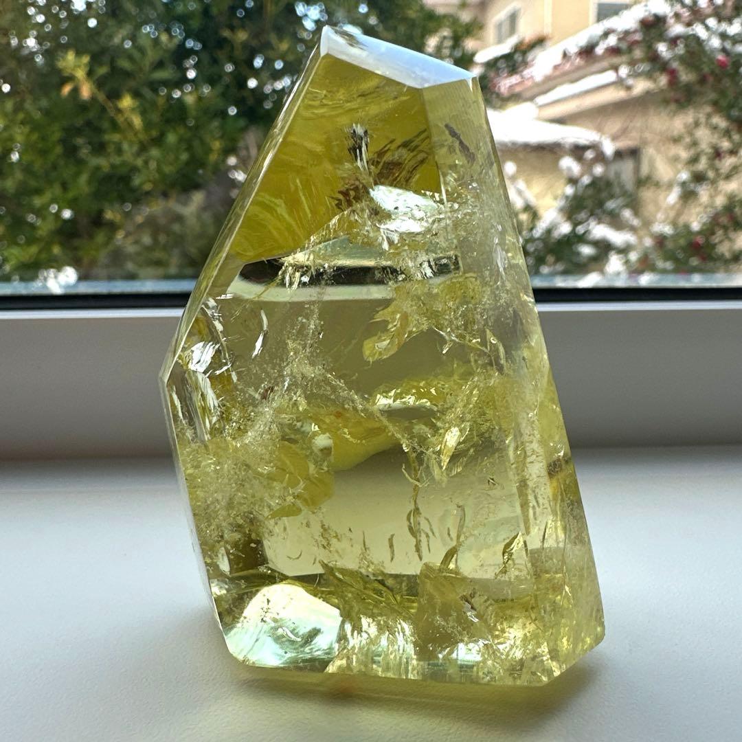 高品質　シトリン　虹　フリーフォーム　非加熱　122.3g レインボーシトリン