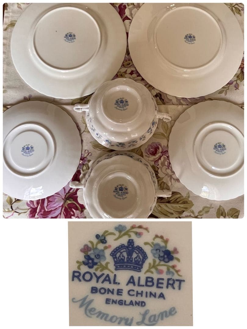 【美品】ロイヤルアルバート★メモリーレーン・勿忘草★トリオ 1セット