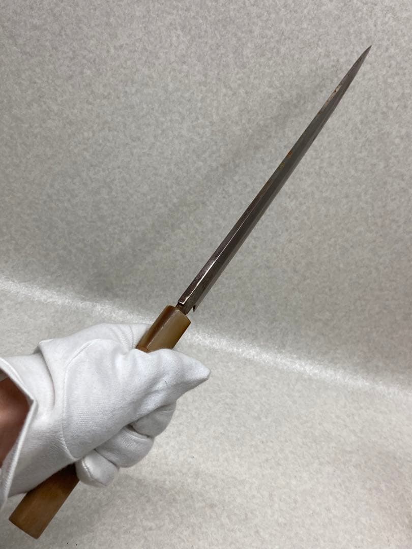 築正本 フグ引き包丁 研ぎ済 水牛柄 刺身包丁 ふぐ引き 全長約41cm