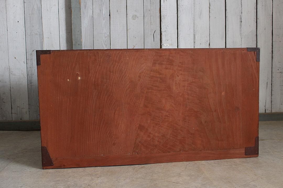 丸金具付き小抽斗3杯×欅戸の戸棚　庄内箪笥　タンス　収納　古家具　古民家時代家具