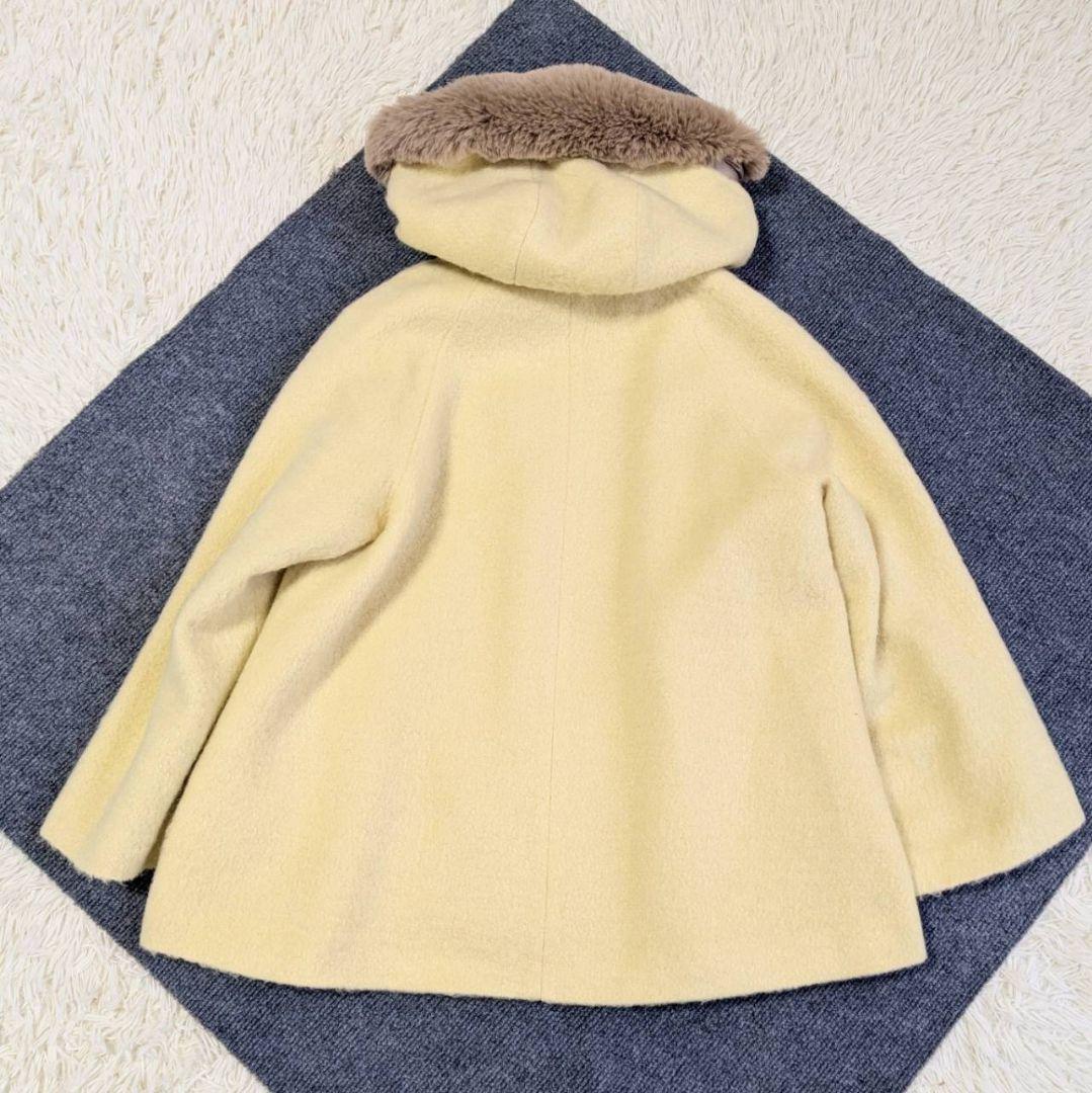 ダイアグラム 2way シャギーフードポンチョ コート ファー イエロー S