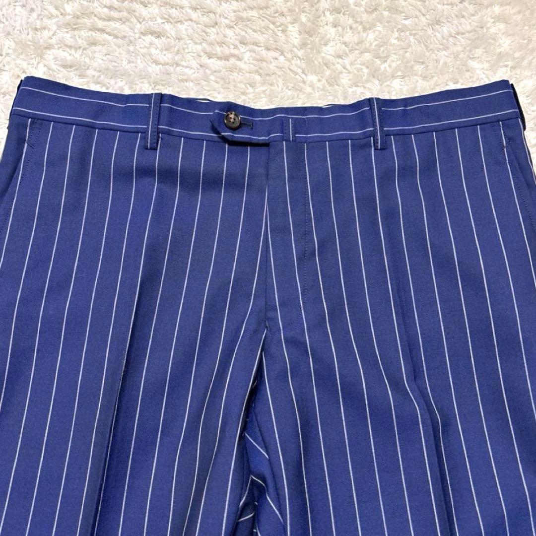 ポールスチュアート ビジネススーツ セットアップ ネイビー ストライプ 日本製