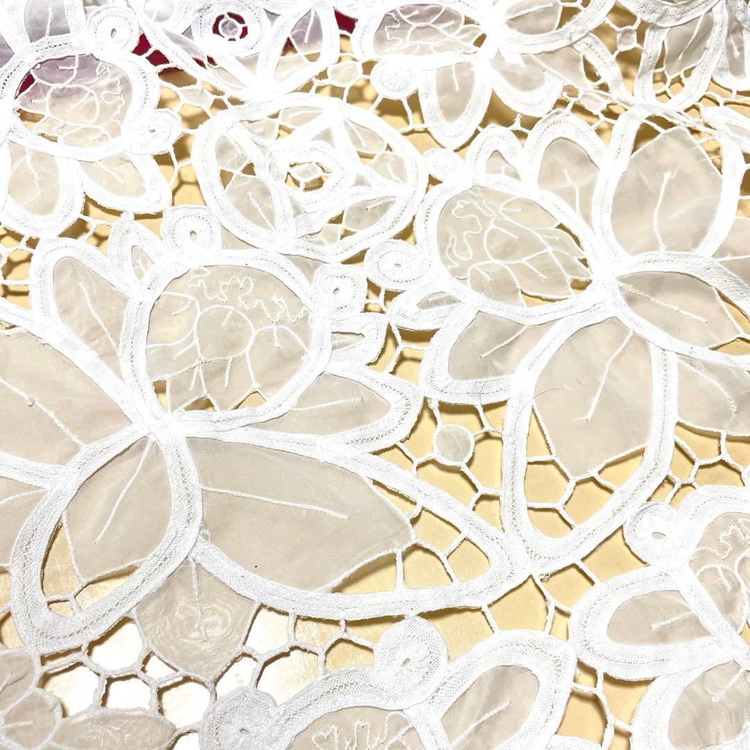 チュールレース　テーブル　クロス　ホワイト　ゴージャス　約160×124