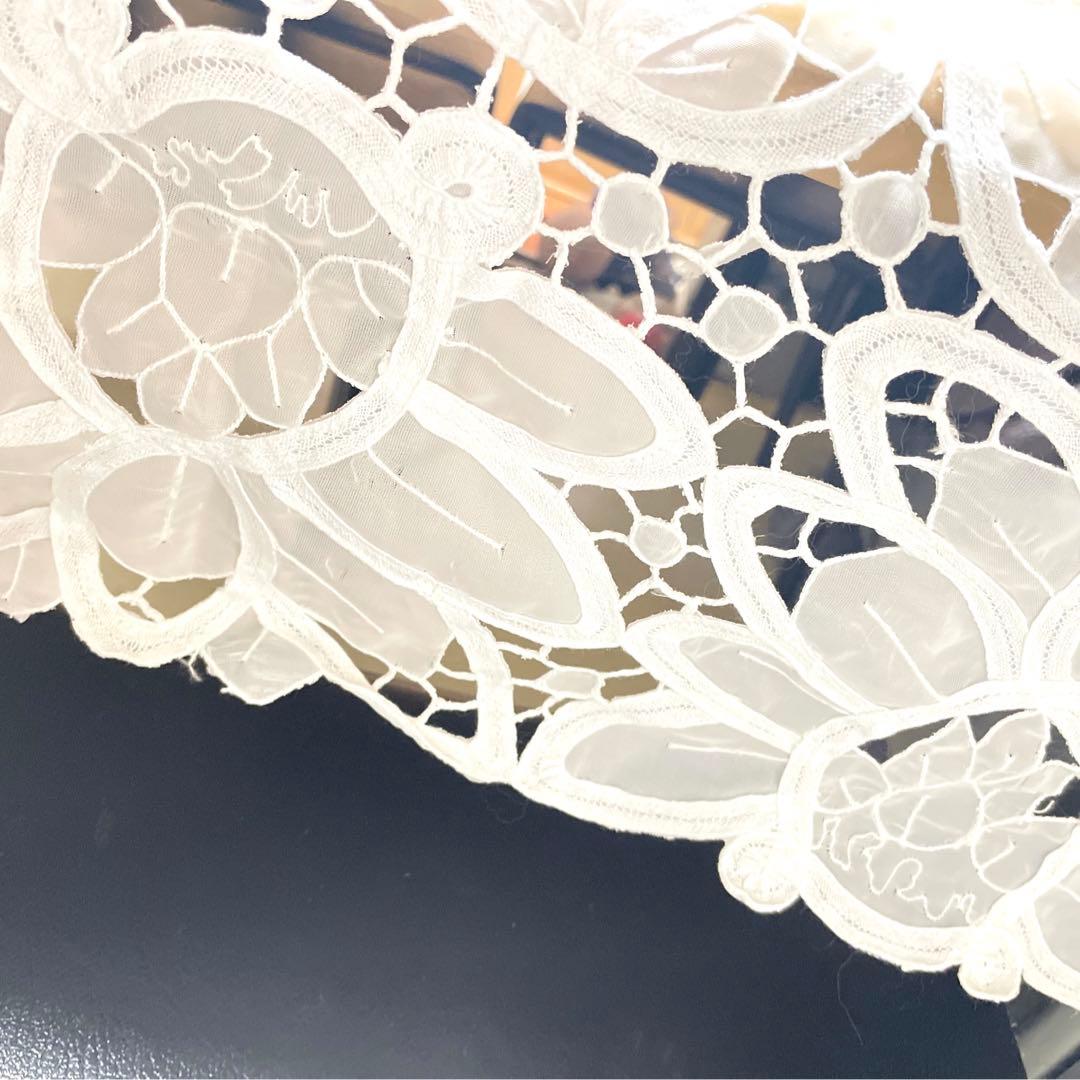 チュールレース　テーブル　クロス　ホワイト　ゴージャス　約160×124