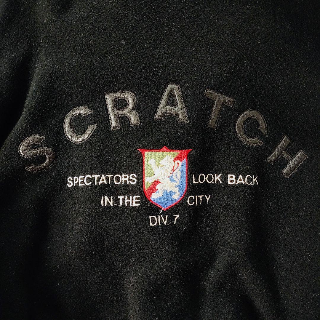 【希少】スタジャン 90sヴィンテージ ブラック 襟あり袖レザー