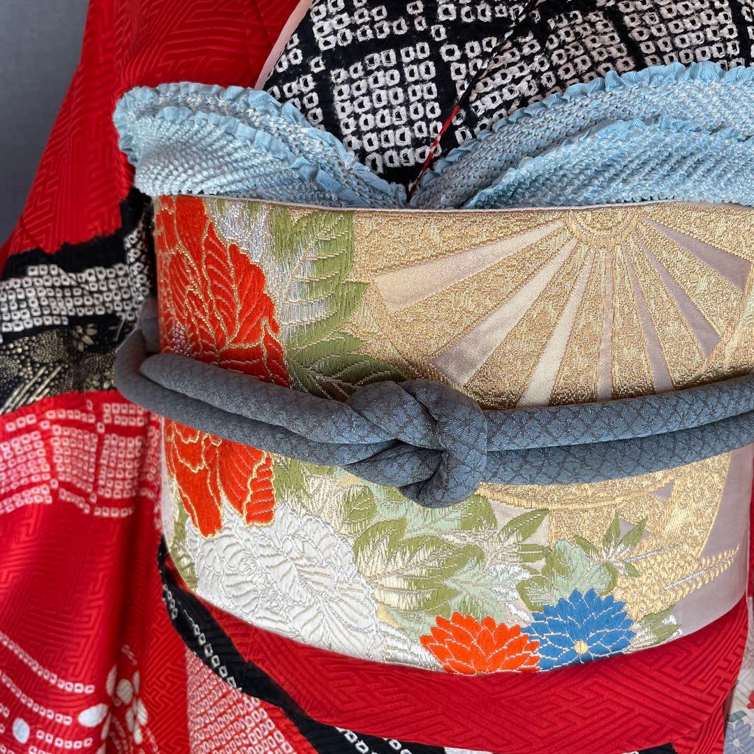 振袖フルセット　高身長　絞り　手描き友禅　成人式振袖　振袖　裄丈69 ➕サイズ