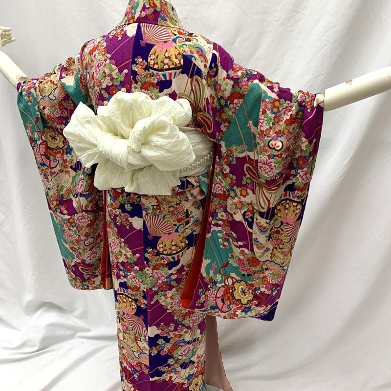 601aj64□ジュニア着物 アンティーク ハーフ成人式 卒業式 十三参り□