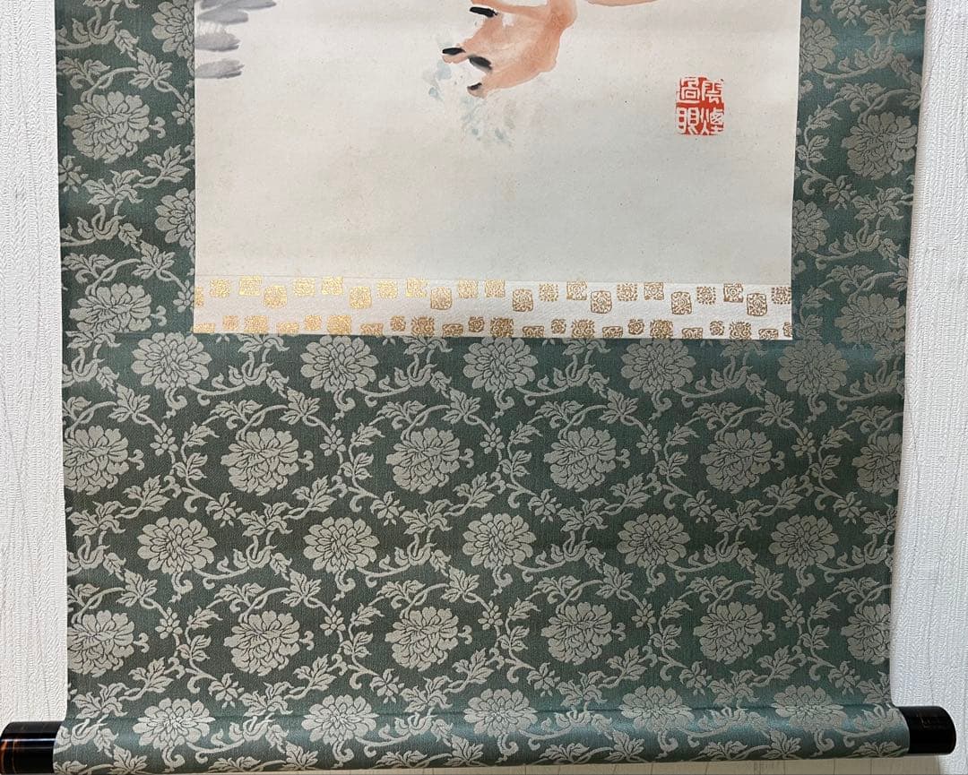 掛け軸　児玉果亭 絵［鴨ノ図］紙本　木箱付！