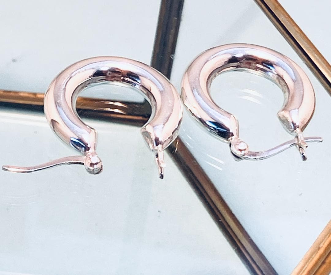 【銀製品】超重厚フープピアス 太さ５mm×外径２０mm