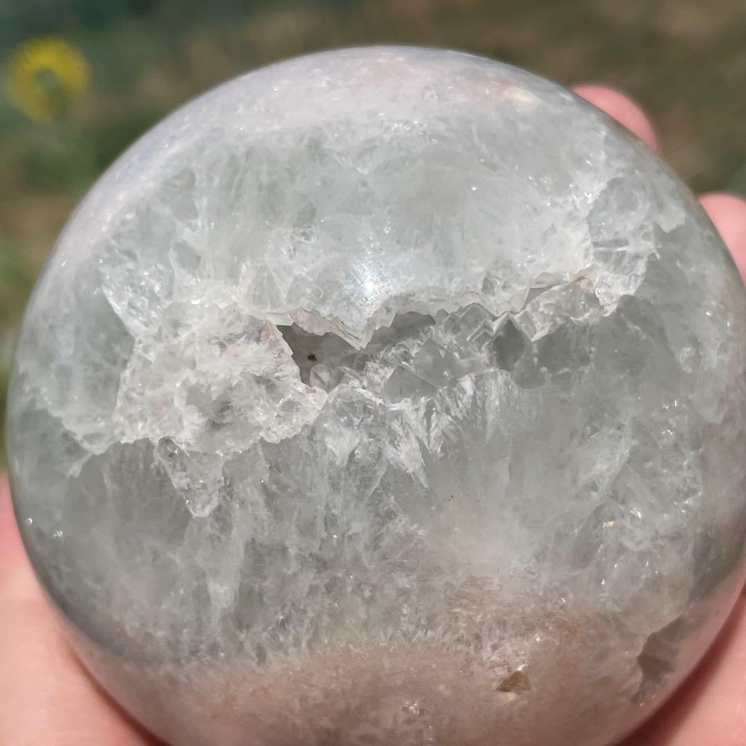 ★とても大きな子です★プラシオライト 桜瑪瑙共生 スフィア 天然石 置物