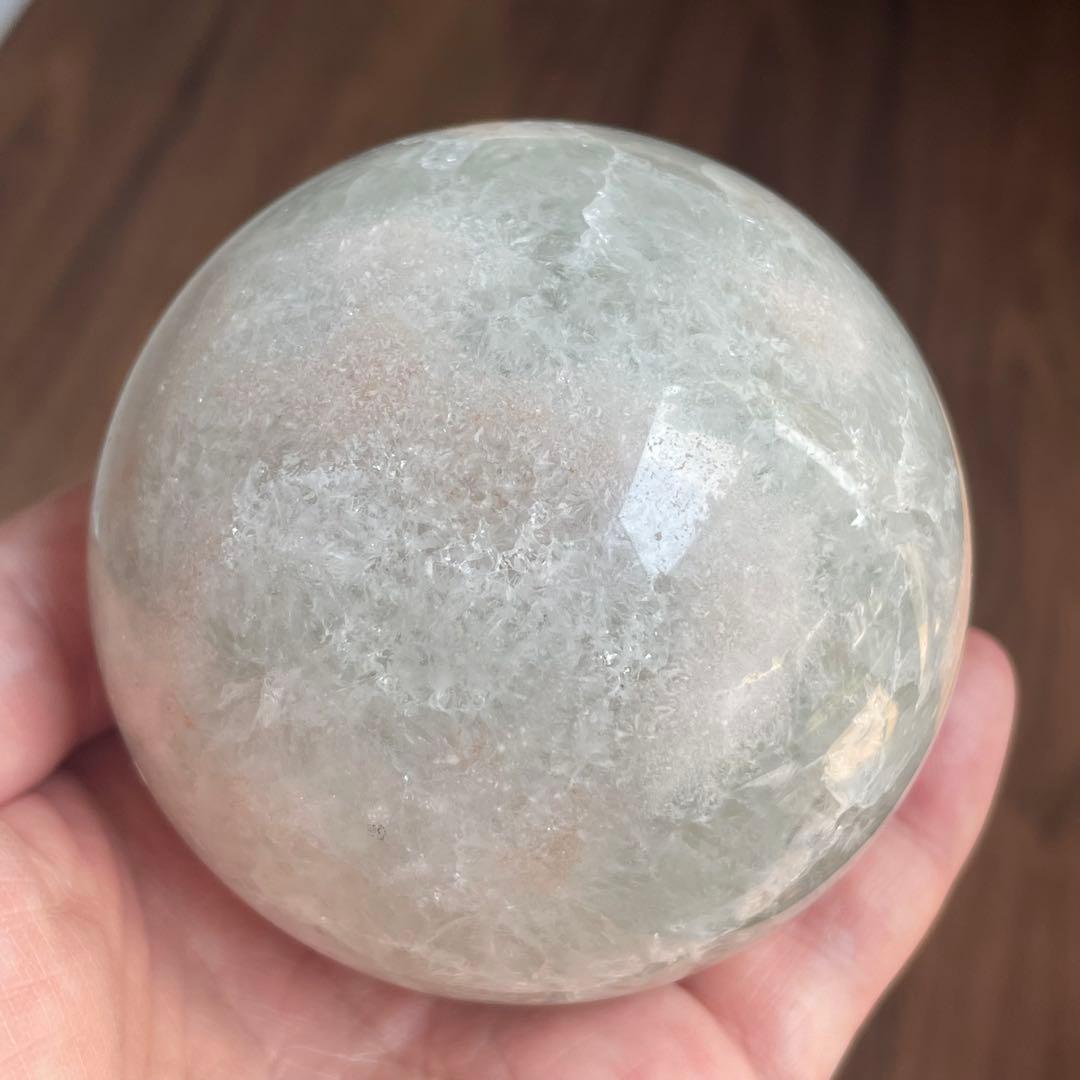 ★とても大きな子です★プラシオライト 桜瑪瑙共生 スフィア 天然石 置物