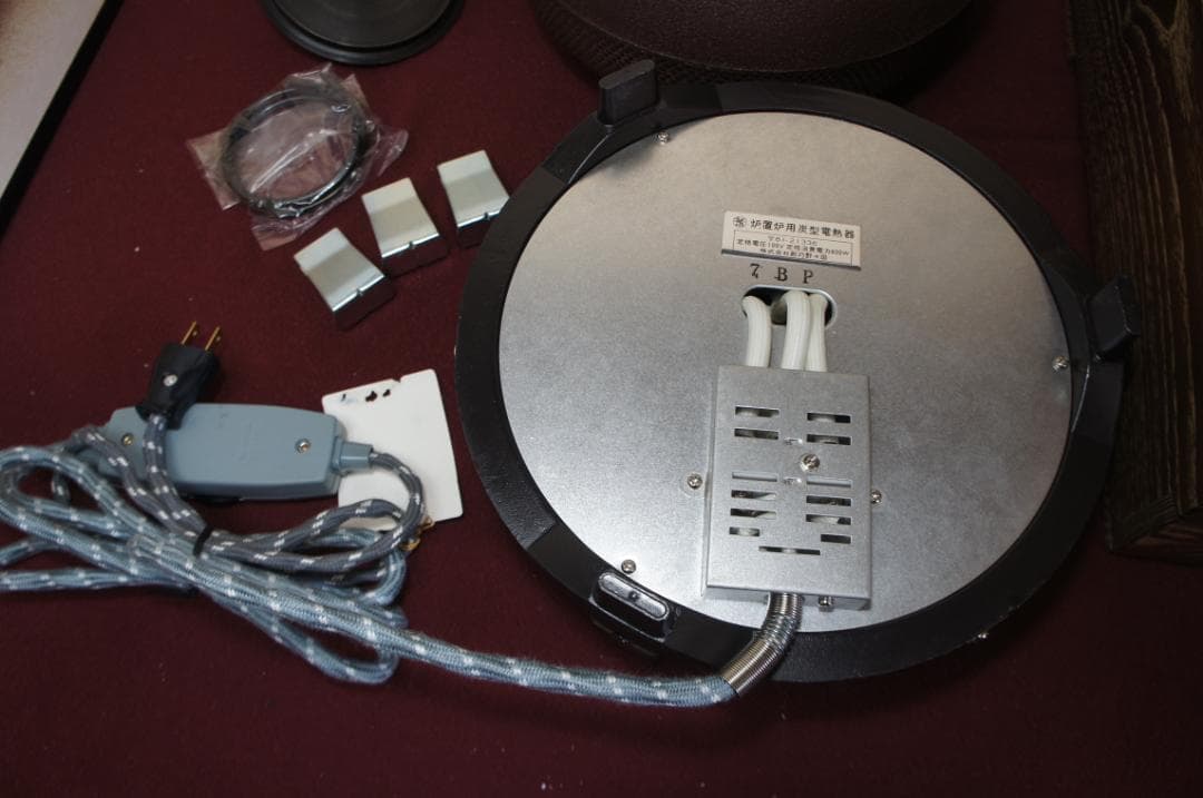 専用☆美品 桑色置炉 在銘 独楽釜 置炉用600W 炭型 電熱器 送料込み