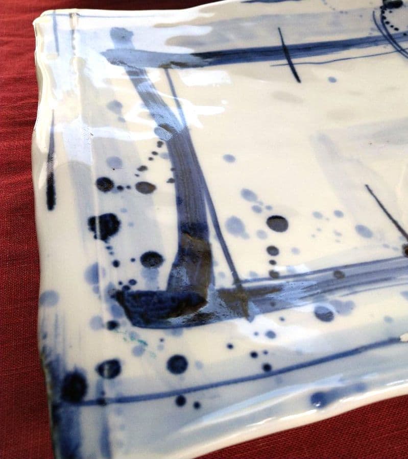 ⬛ブロが選ぶ【高級皿・人気の美濃焼・ 庄右ェ門作】デザイン【扇型超特大皿】２皿