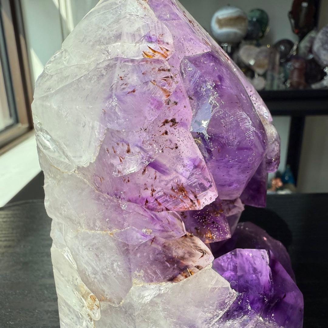 天然石アメジストのポイント　置物　NO.090409