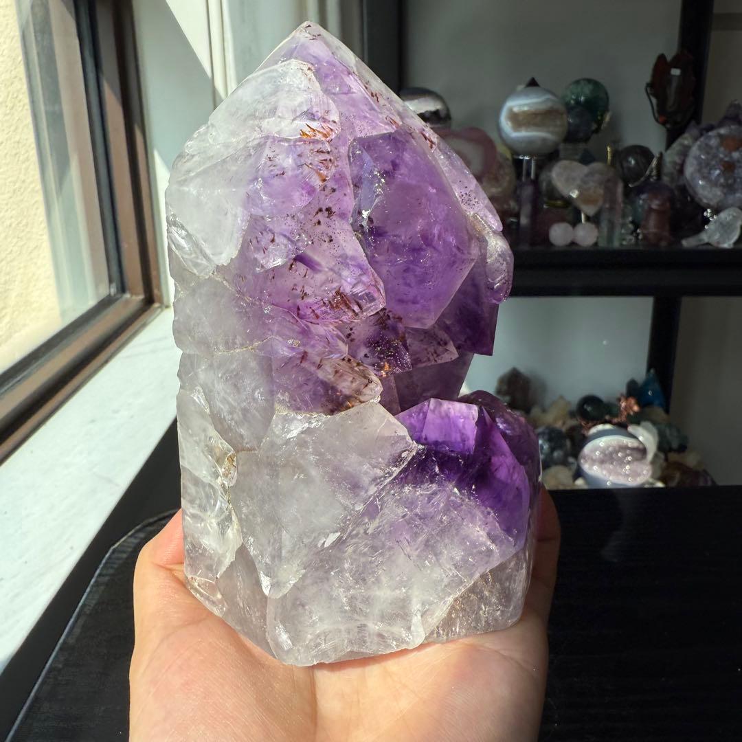 天然石アメジストのポイント　置物　NO.090409