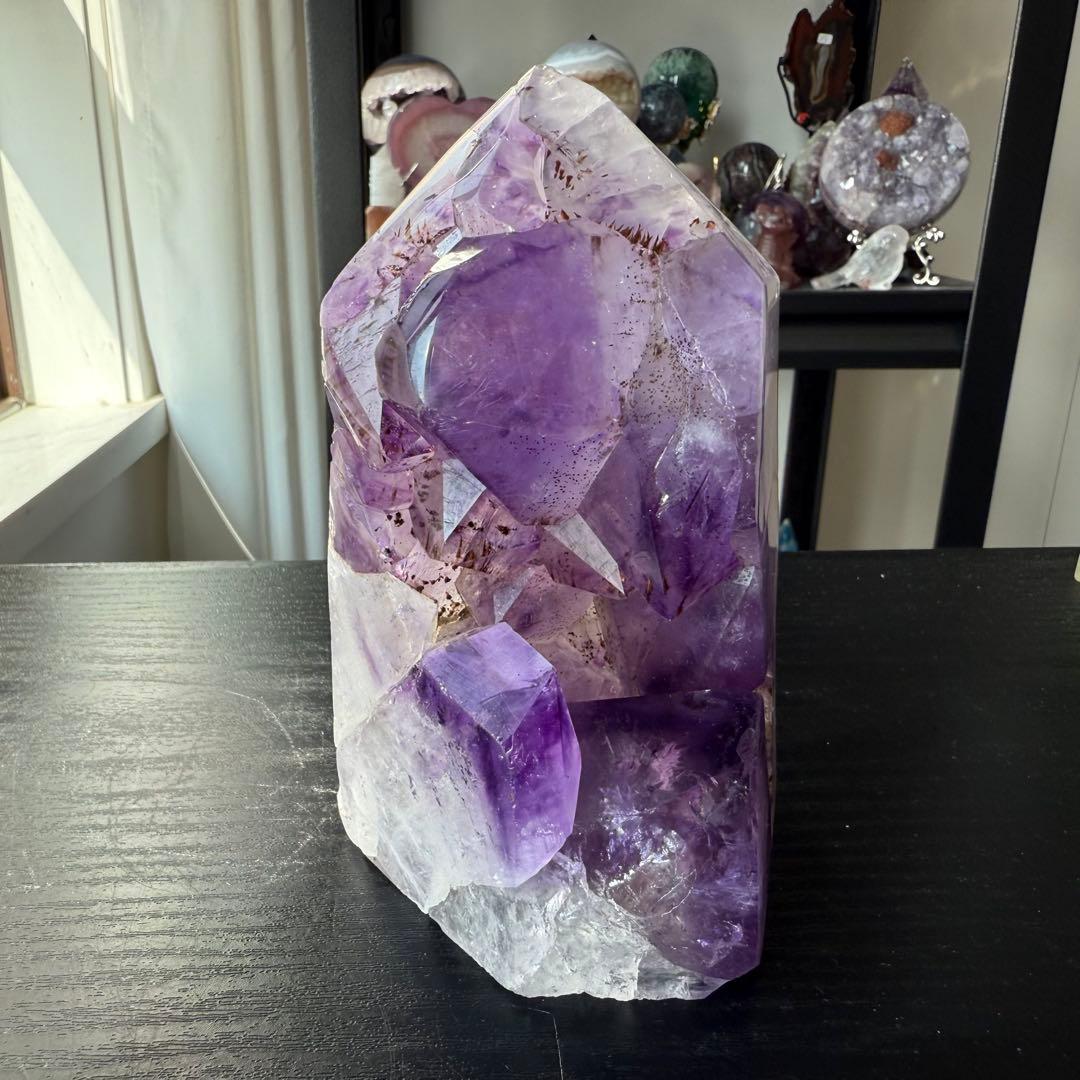 天然石アメジストのポイント　置物　NO.090409