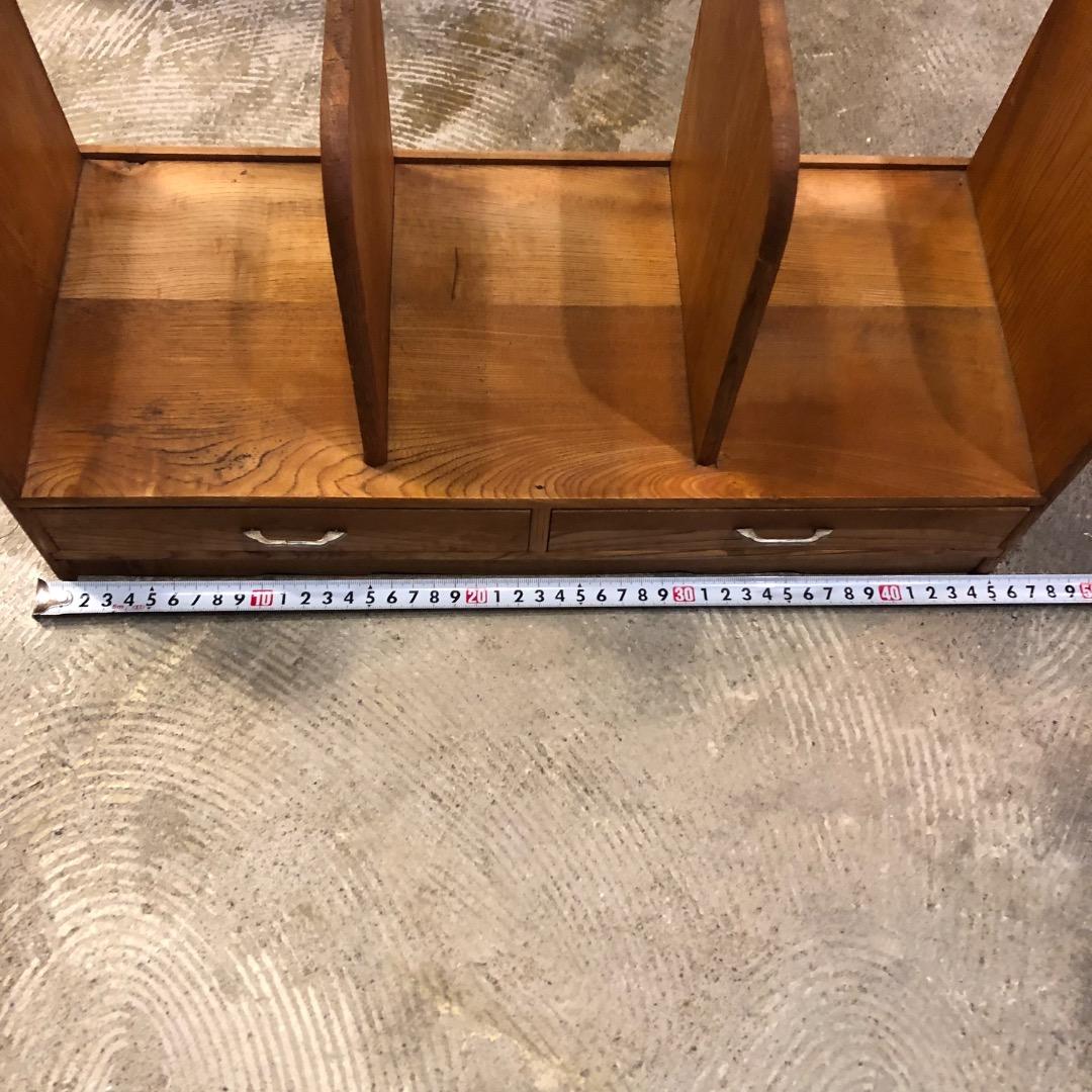 昭和レトロ　引き出し付　本棚　木製ブックスタンド　本立て　レターケース　小物入れ