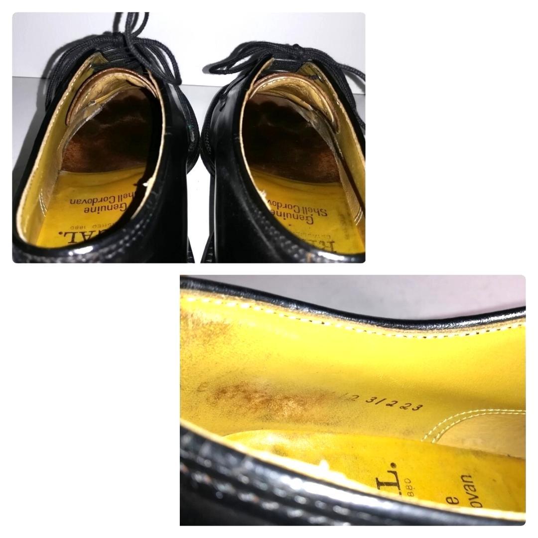 d0175 リーガル REGAL シェルコードバン プレーントゥ 23EE 黒