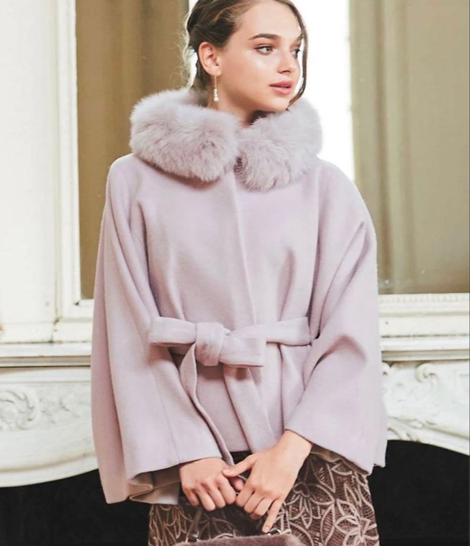 ノエラ Noela 衿ファー付ポンチョコート ケープコート